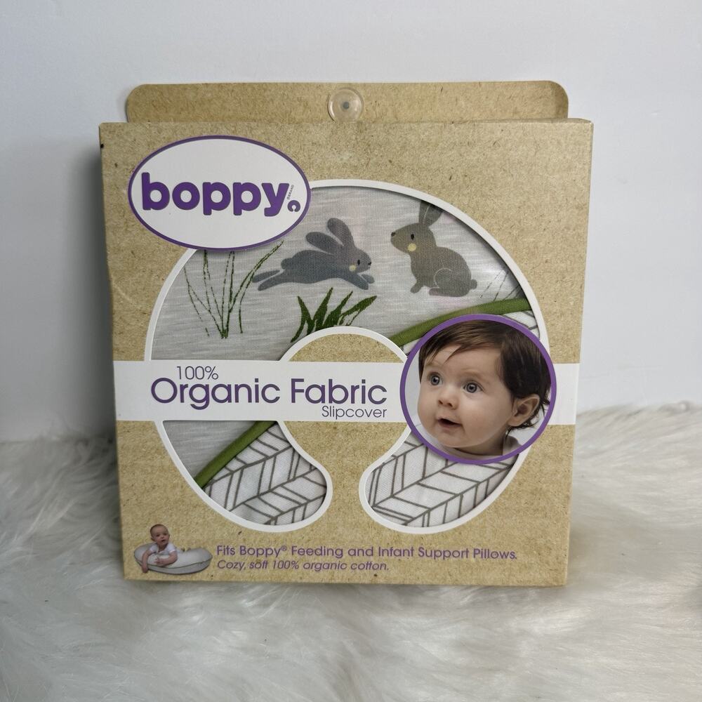 Boppy Nursing Feeding Organic Cotton Support Pillow Slip COVER Rabbits Unisex